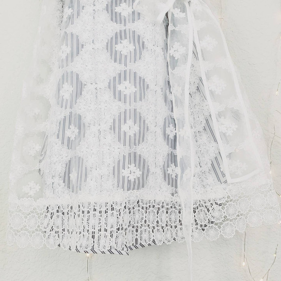 Sandro Paris Isabelle Floral Embroidered Lace Mini Dress Small NEW Striped Slip - Picture 8 of 16